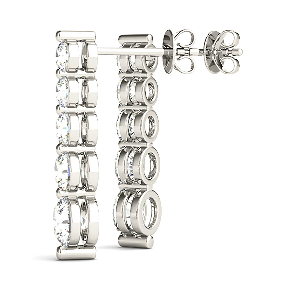 2.00 ctw Diamond Drop Earrings Journey Style-VIRABYANI